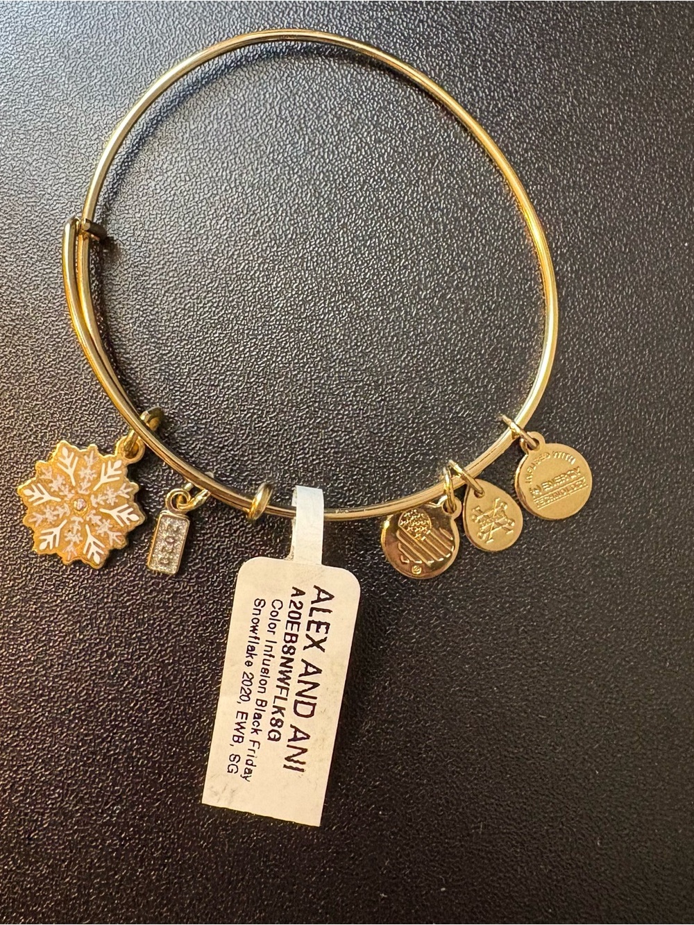 Alex and Ani 2020 Snowflake Color Infusion Gold Bangle Bracelet NWT